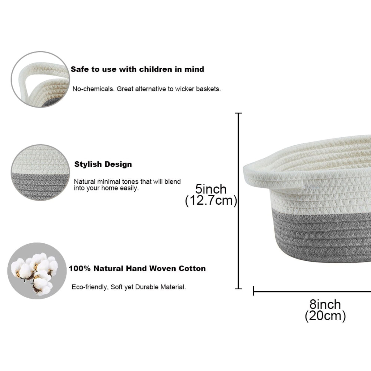Small Cotton Rope Storage Baskets (2-Pack) - product image 3