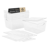 Clear Refrigerator Organizer Bins with Lids (6-Pack) - product image 1
