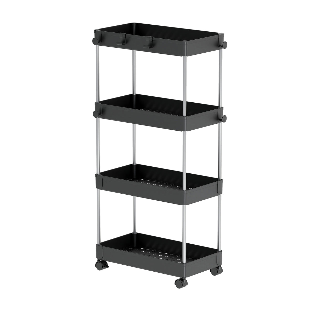 Four-Tier Rolling Storage Cart with Hooks - product image 1