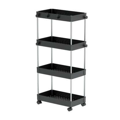 Four-Tier Rolling Storage Cart with Hooks - product image 1