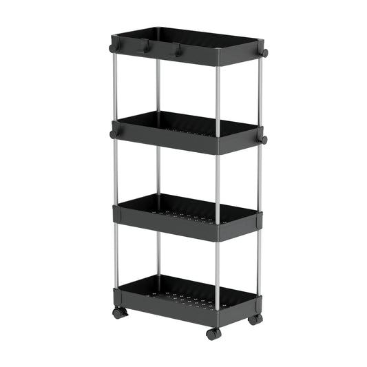 Four-Tier Rolling Storage Cart with Hooks - product image 1