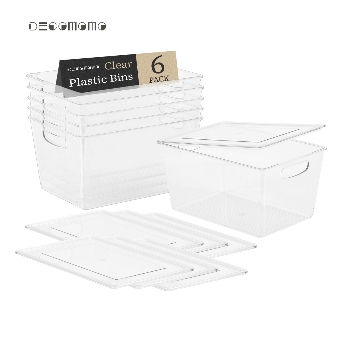 Clear Refrigerator Organizer Bins with Lids (6-Pack) - product image 2