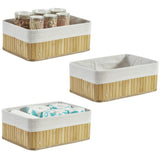 Bamboo Storage Baskets with Removable Fabric Liners (Set of 3) - product image 1