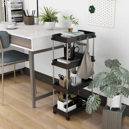 Four-Tier Rolling Storage Cart with Hooks - product image 2