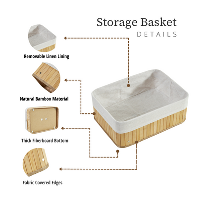 Bamboo Storage Baskets with Removable Fabric Liners (Set of 3) - product image 3