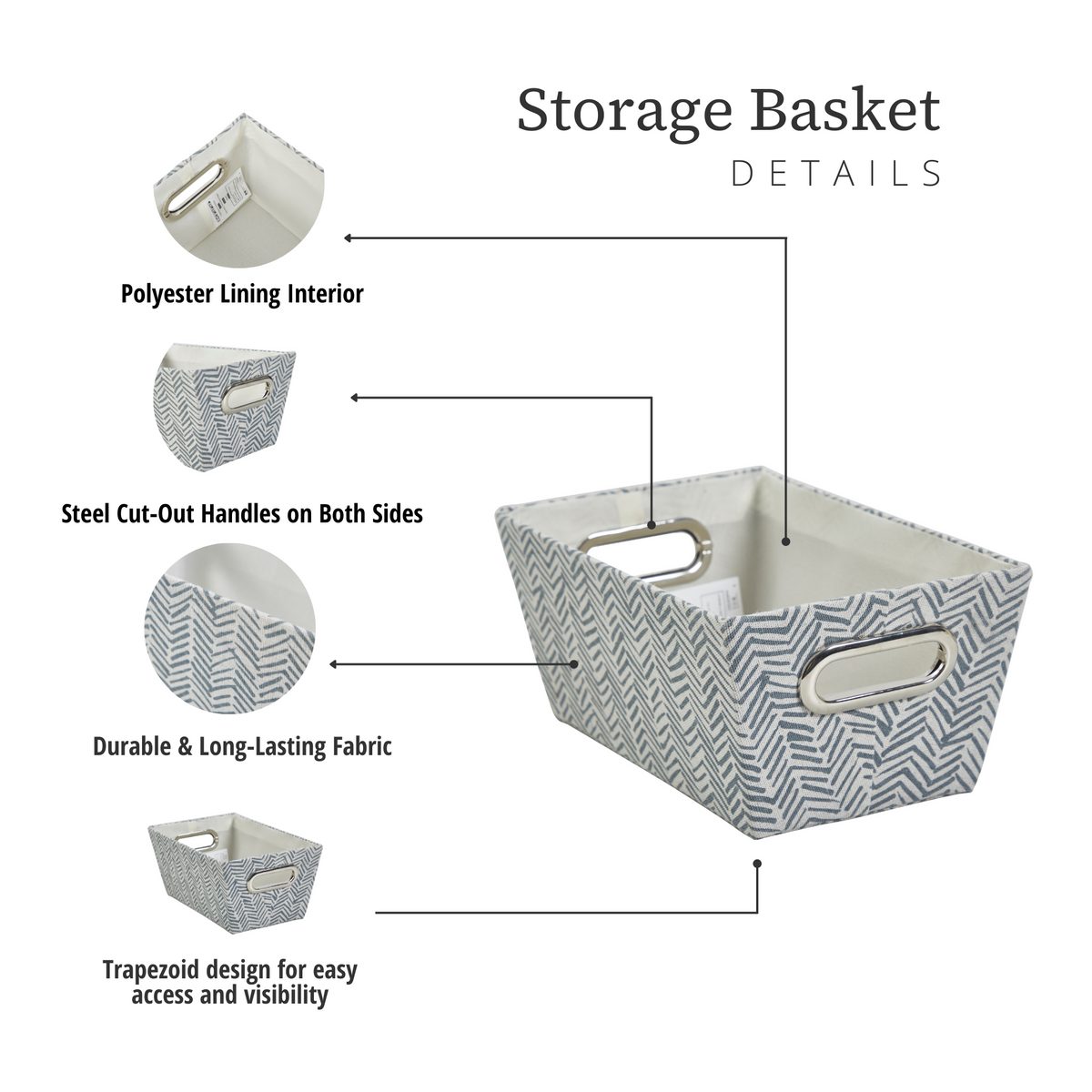 Patterned Nestable Storage Bins with Cutout Handles (4-Pack) - product image 3