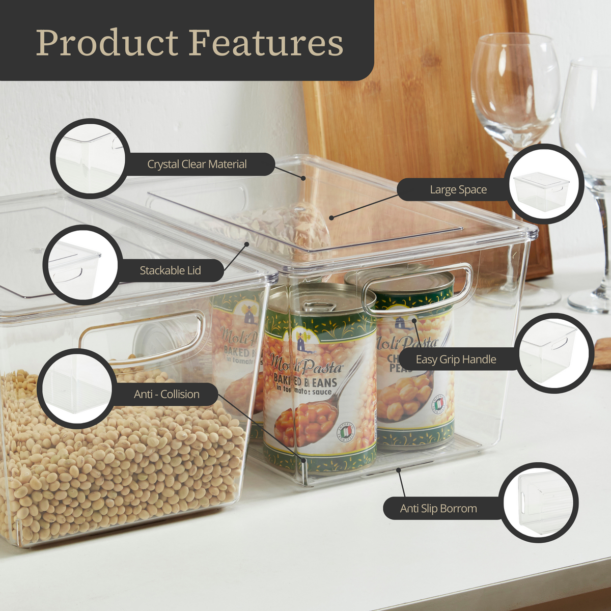 Clear Refrigerator Organizer Bins with Lids (6-Pack) - product image 5