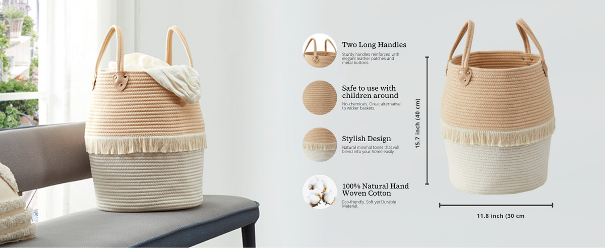Tall Cotton Rope Storage Basket with Handles - product image 8