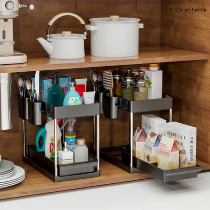 Two-Tier Sliding Under-Sink Organizers (Set of 2) - product image 1