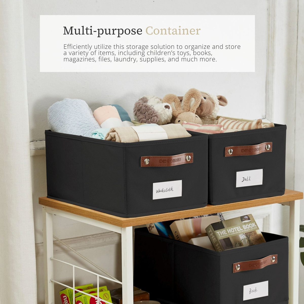 Fabric Shelf Storage Bins with Label Holders (6-Pack) - product image 3