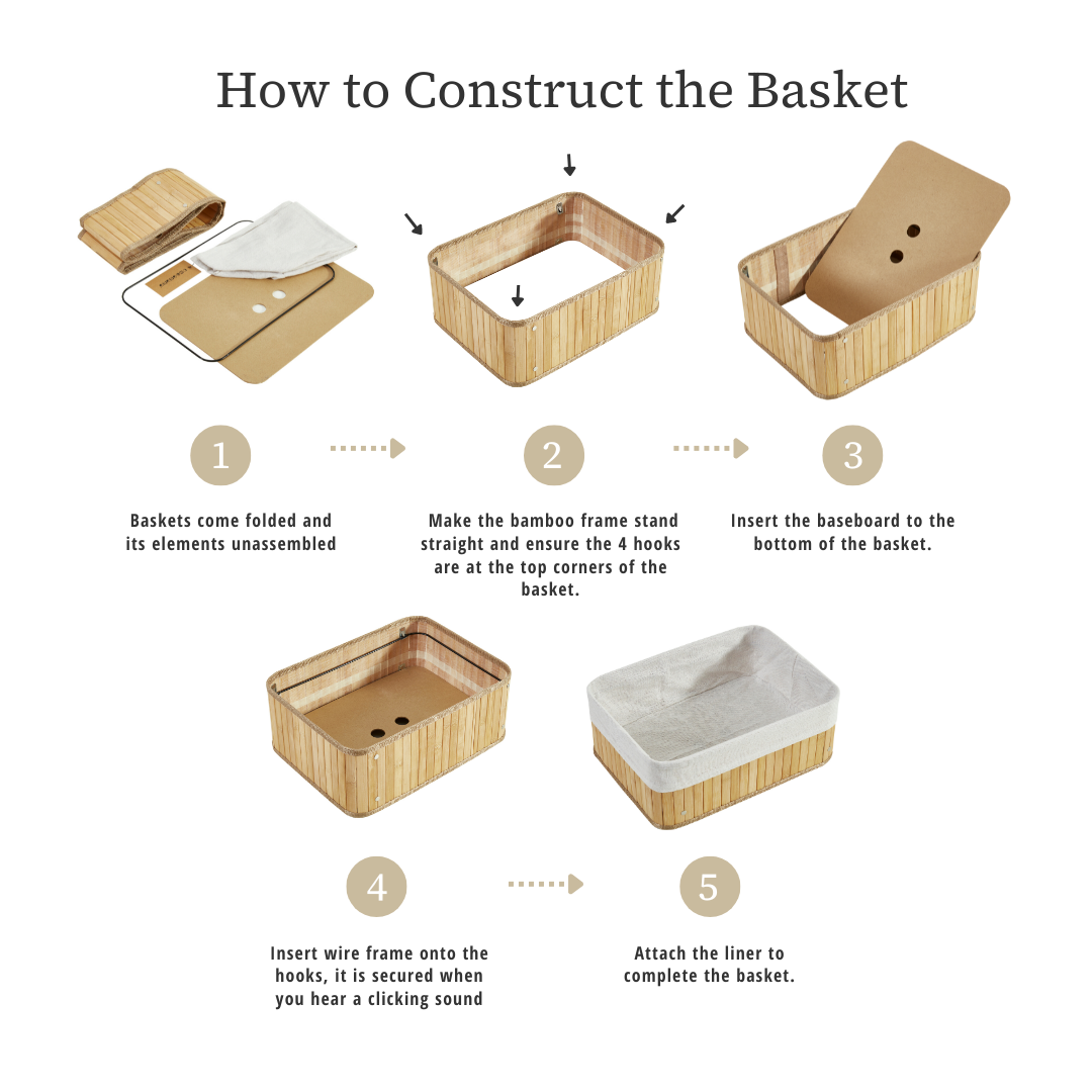 Bamboo Storage Baskets with Removable Fabric Liners (Set of 3) - product image 5