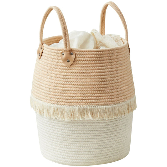 Tall Cotton Rope Storage Basket with Handles - product image 1