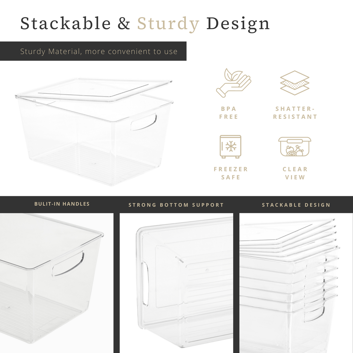 Clear Refrigerator Organizer Bins with Lids (6-Pack) - product image 9