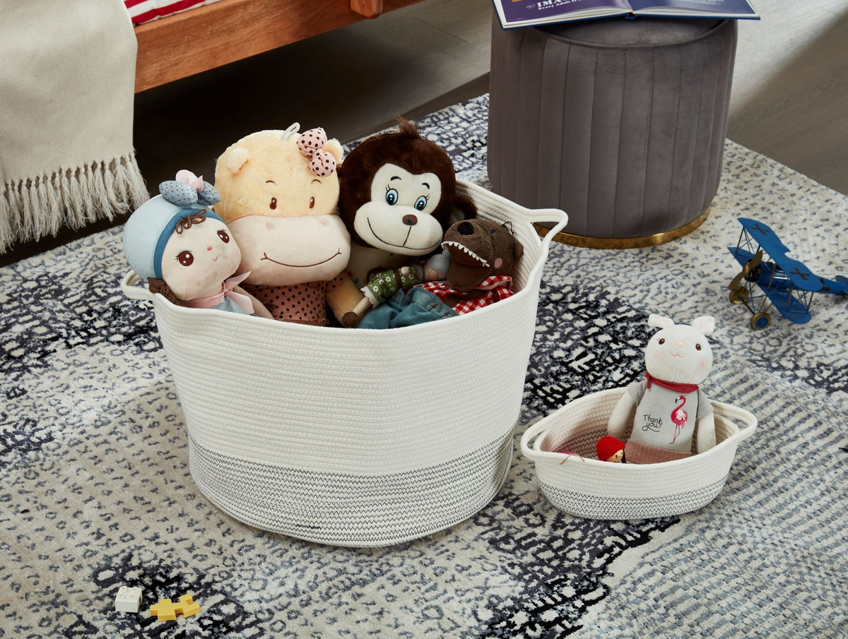 Large Cotton Rope Storage Baskets with Handles (2-Piece Set) - product image 3
