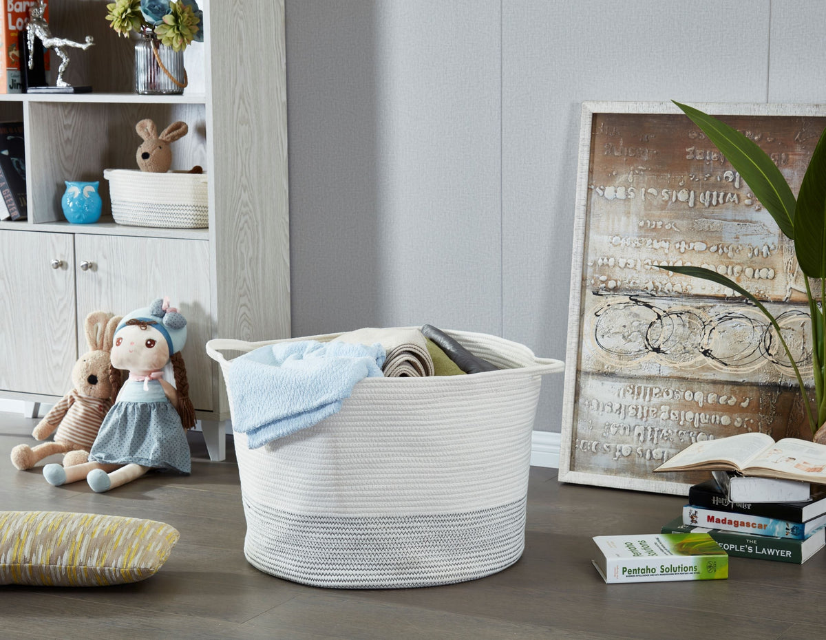 Large Cotton Rope Storage Baskets with Handles (2-Piece Set) - product image 4