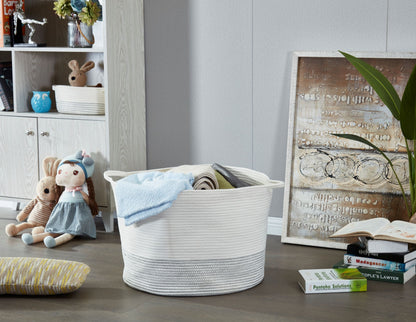 Large Cotton Rope Storage Baskets with Handles (2-Piece Set) - product image 4