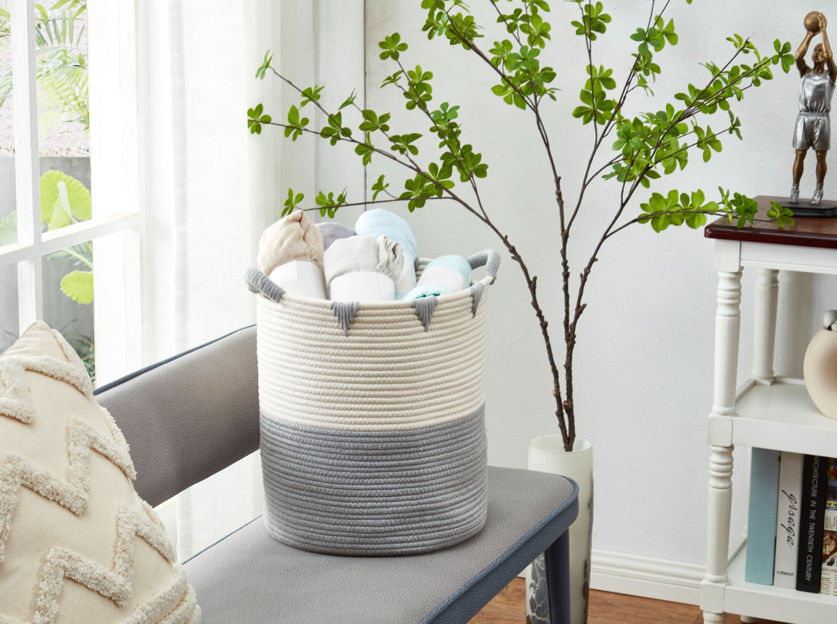 Cotton Rope Storage Basket with Woven Triangle Pattern - product image 11