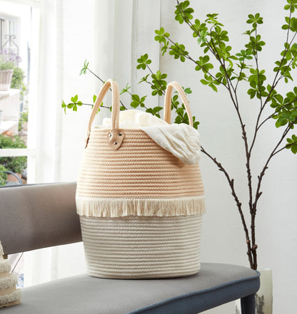 Tall Cotton Rope Storage Basket with Handles - product image 5