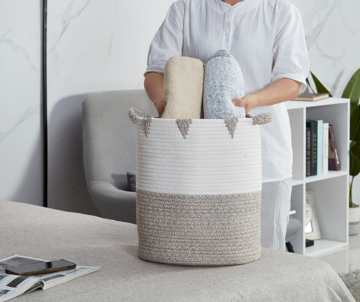 Cotton Rope Storage Basket with Woven Triangle Pattern - product image 5