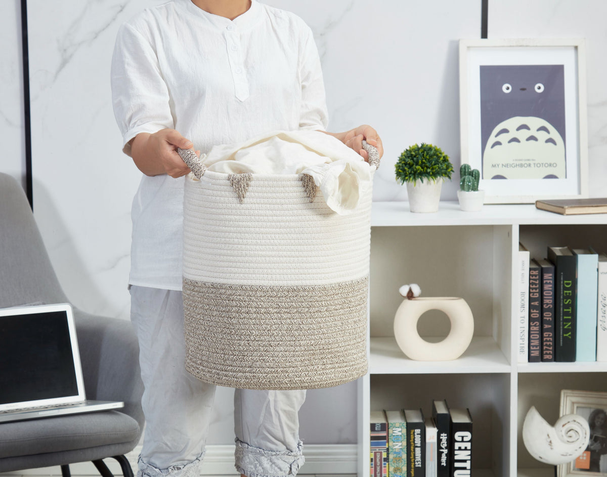 Cotton Rope Storage Basket with Woven Triangle Pattern - product image 6