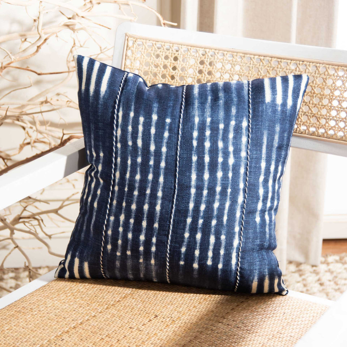 Blue and Cream Striped Accent Pillow - product image 3