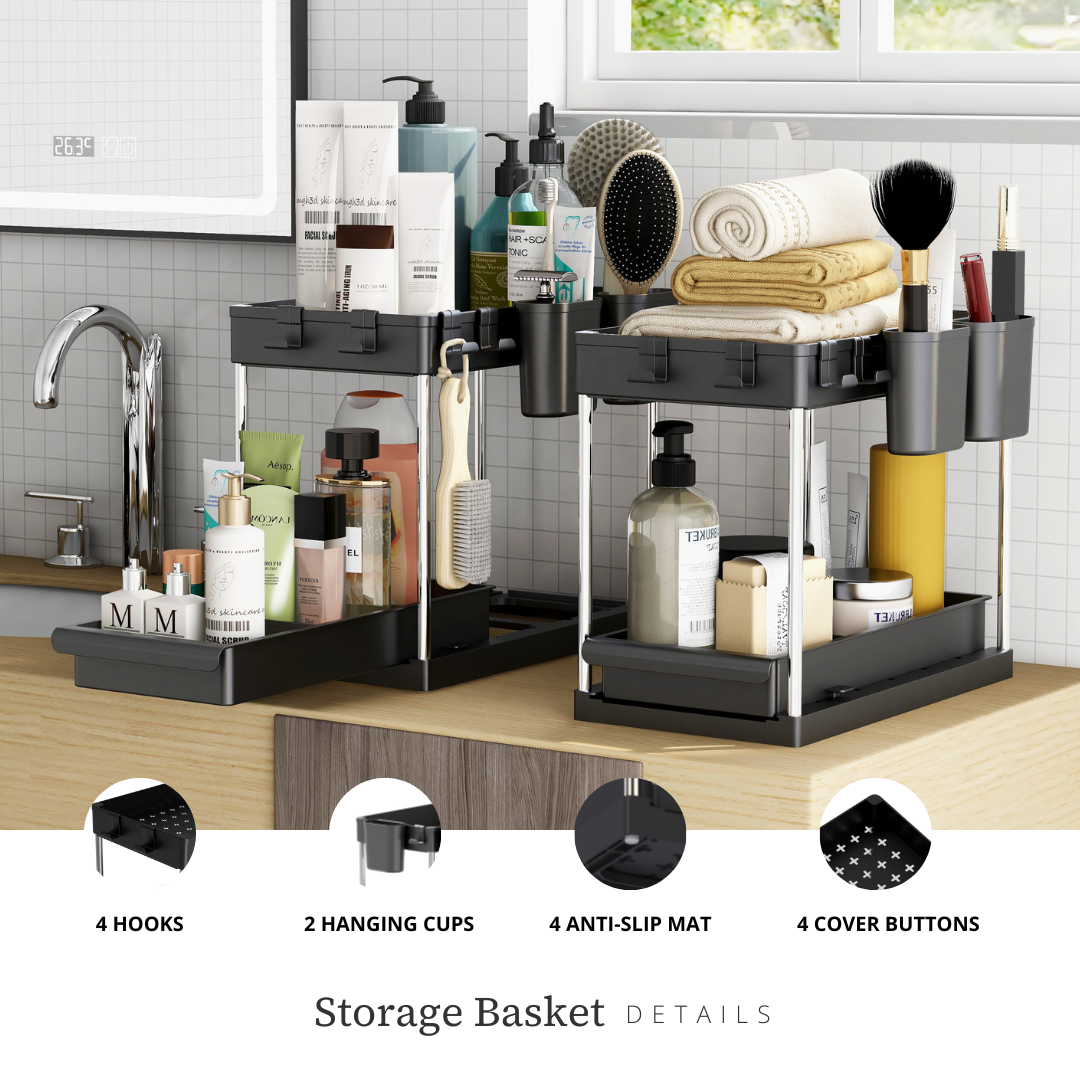 Two-Tier Sliding Under-Sink Organizers (Set of 2) - product image 6