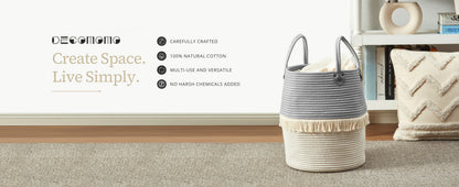 Tall Cotton Rope Storage Basket with Handles - product image 14