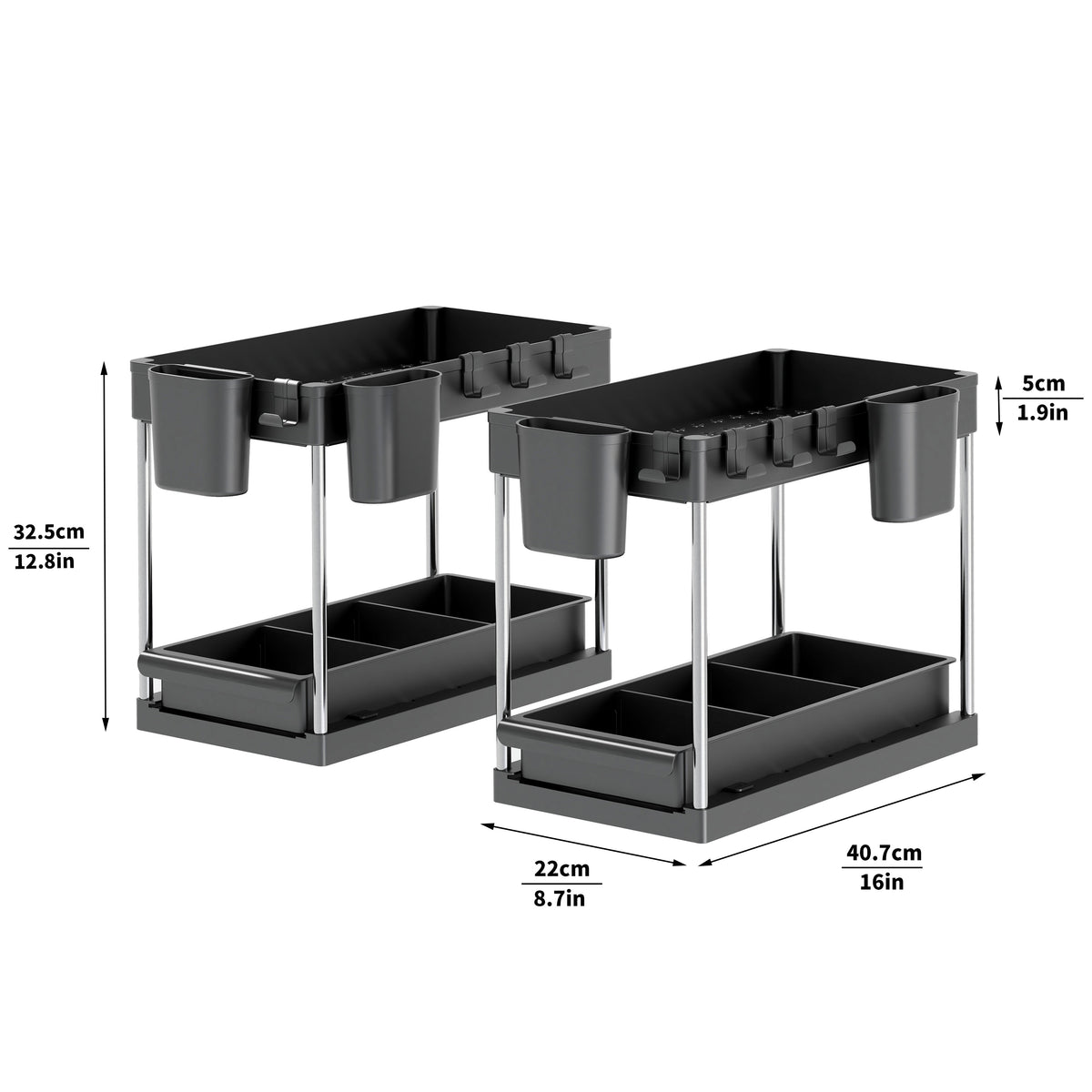 Two-Tier Sliding Under-Sink Organizers (Set of 2) - product image 5