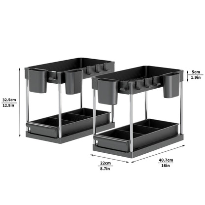 Two-Tier Sliding Under-Sink Organizers (Set of 2) - product image 5