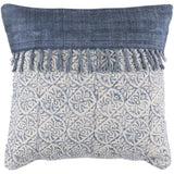 Ivory and Slate Tassel-Trim Cotton Accent Pillow - product image 1