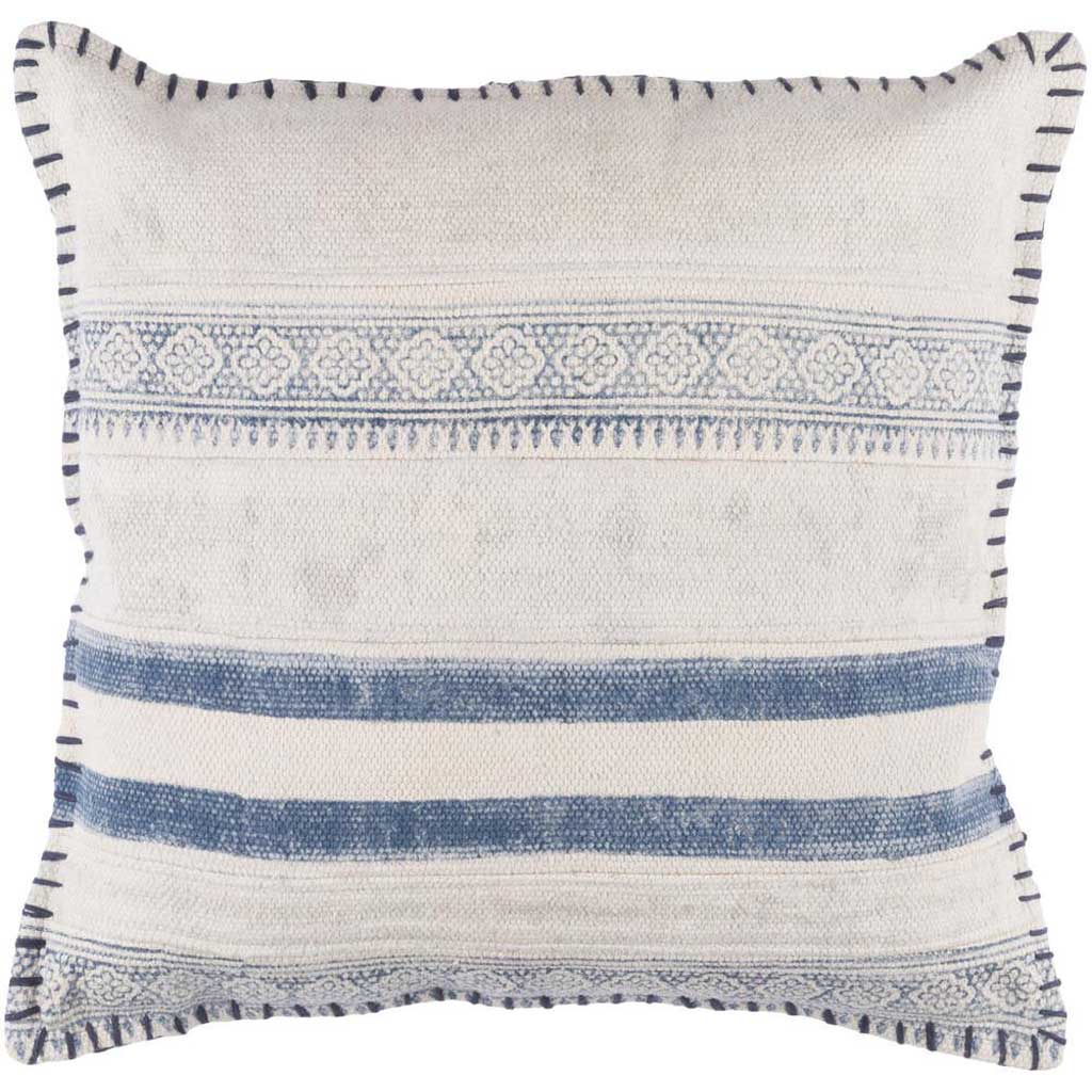 Ivory and Slate Striped Cotton Accent Pillow - product image 1