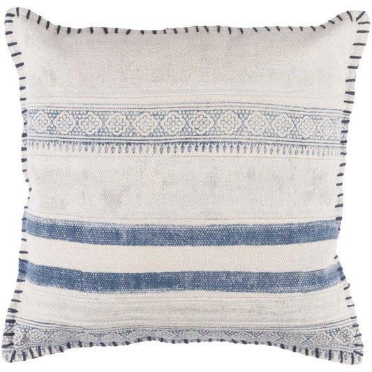 Ivory and Slate Striped Cotton Accent Pillow - product image 1