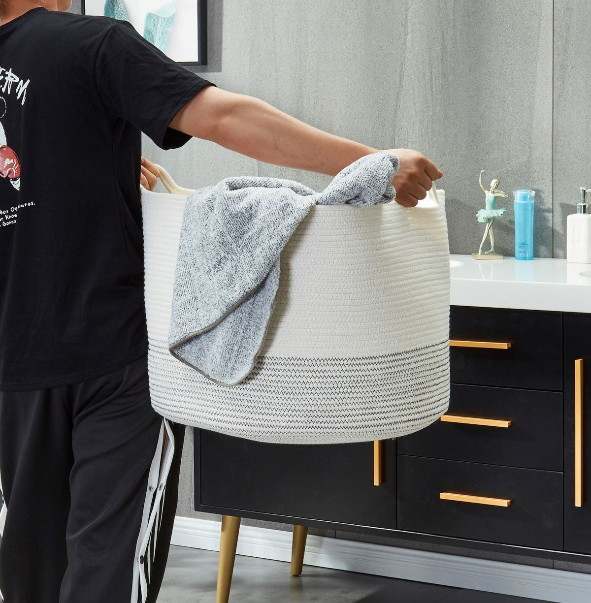 Large Cotton Rope Storage Baskets with Handles (2-Piece Set) - product image 5