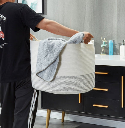 Large Cotton Rope Storage Baskets with Handles (2-Piece Set) - product image 5
