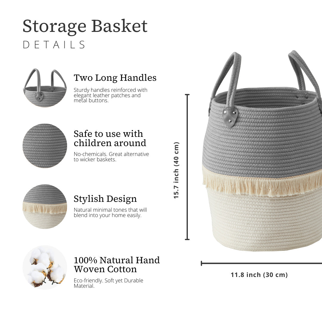 Tall Cotton Rope Storage Basket with Handles - product image 13