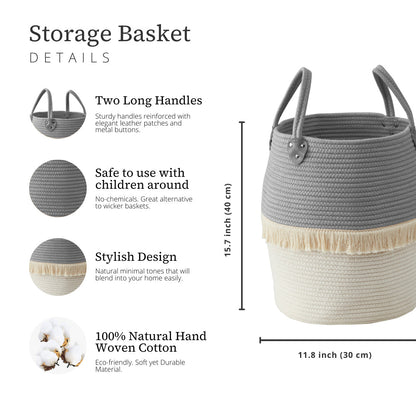 Tall Cotton Rope Storage Basket with Handles - product image 13