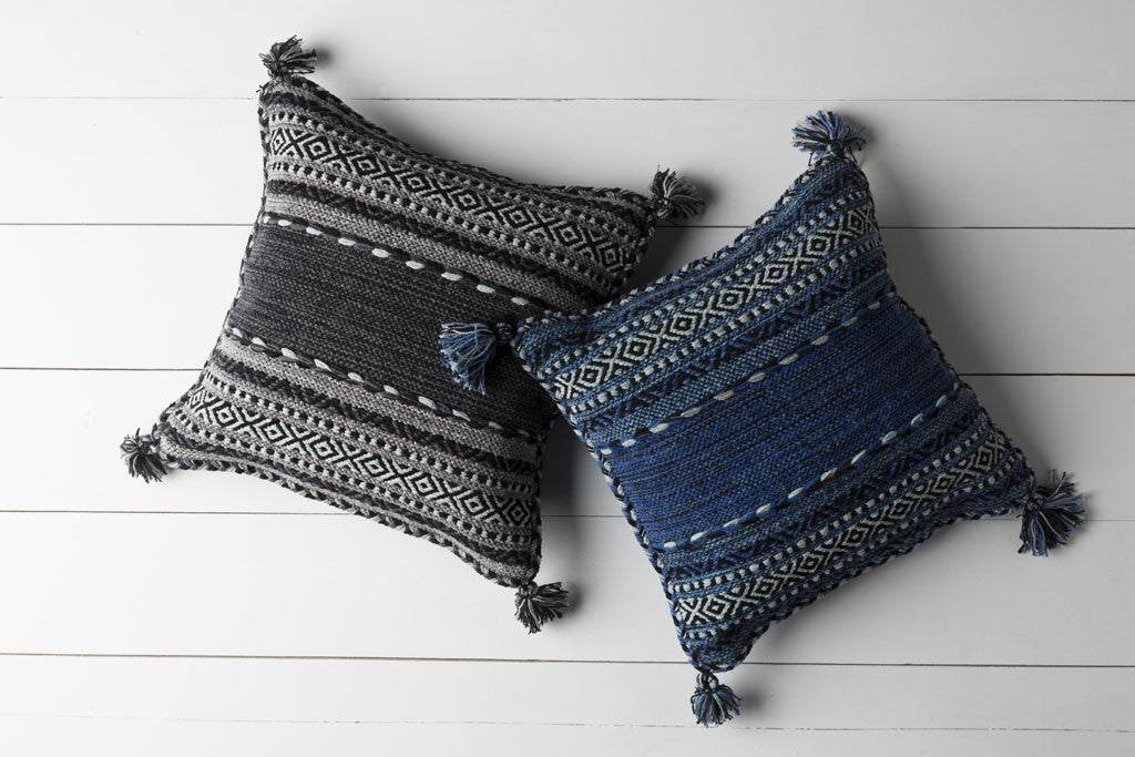 Cobalt and Navy Geometric Chenille Accent Pillow - product image 2